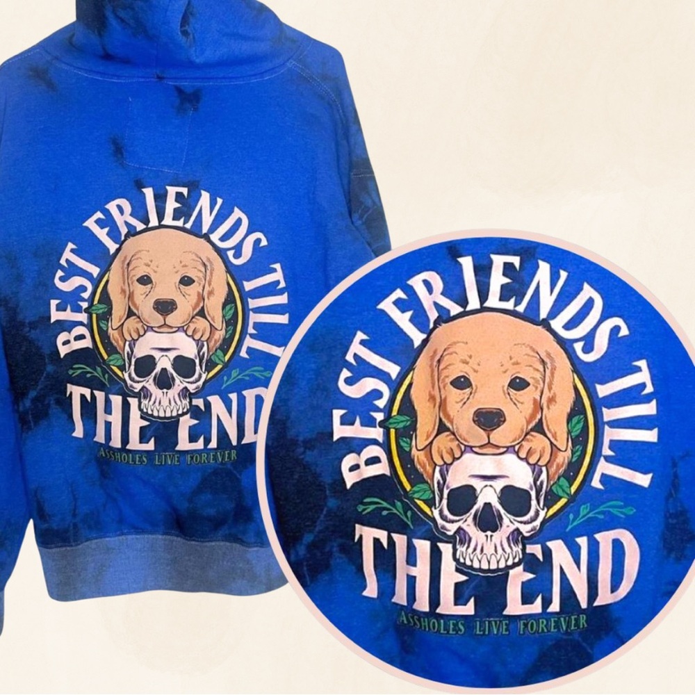 Blue/Black Tie Dye Hoodie- Assholes Live Forever Brand Size Medium